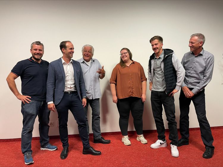 Vorstand FDP Romanshorn (v.l.n.r.): Christian Stübi (neu), Philipp Gemperle (Stadtrat), Andreas Karolin (Präsident), Nadja Bolliger, Aron Signer, Arno Germann (RPK)